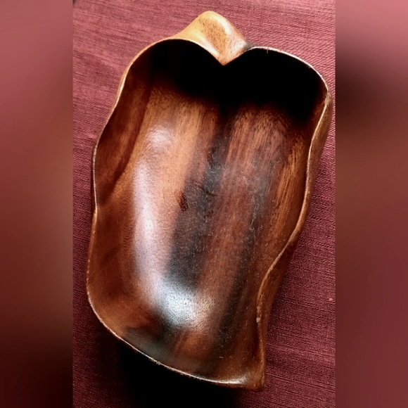 🪵Vintage Monkey Pod MCM Leaf-Shaped Bowl - Blair's Hawaii - Picture 2 of 7
